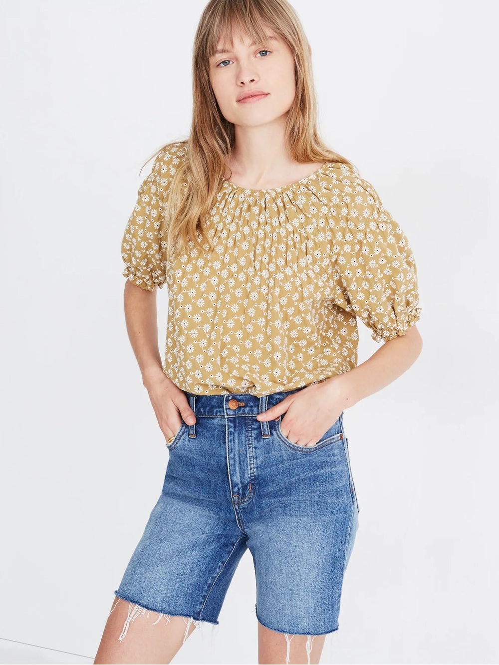 Madewell High Rise Mid-Length Denim Shorts in Gosford Wash